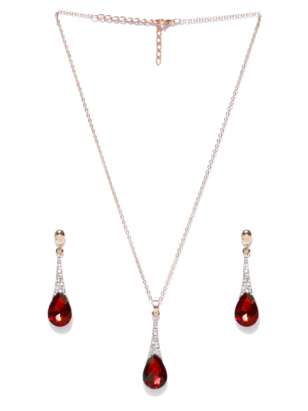 YouBella Gold-Toned  Red Stone-Studded Jewellery Set